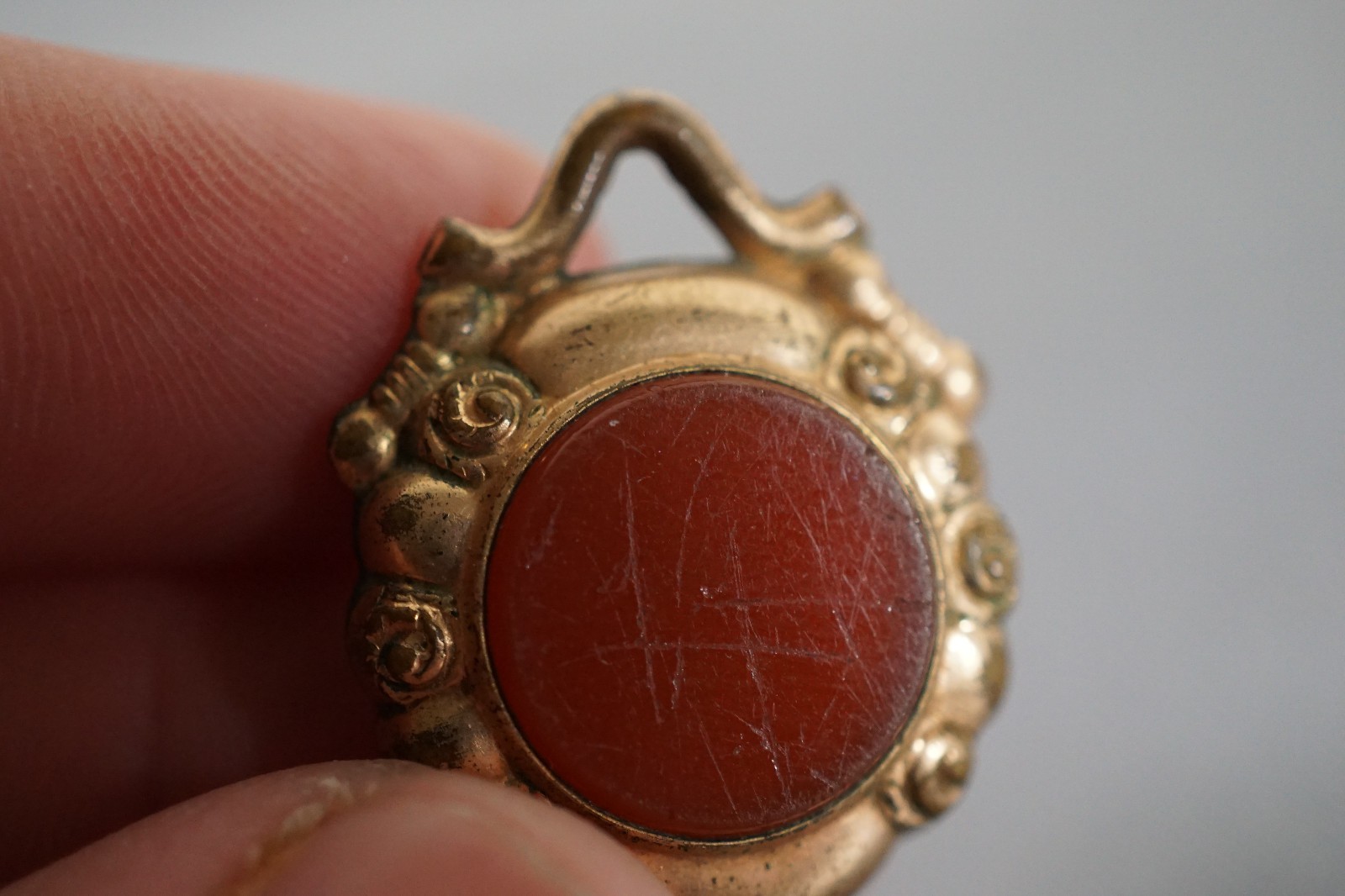 Antique Pocket  Watch Chain Fob Gold Tone