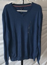 Tommy Hilfiger Mens Blue V-Neck Sweater Long Sleeve SZ XL NWT 