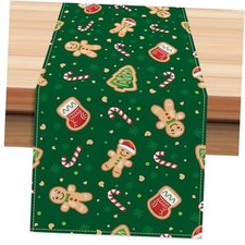 Gingerbread Man Merry Christmas Table Runner, Winter Xmas Holiday Kitchen