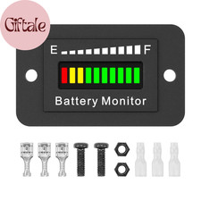 12V 24V 36V 48V 60V 72V Battery Monitor Meter, Waterproof LED Battery Capacity V