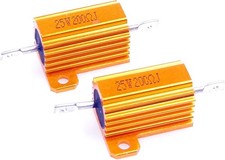 2pcs 25W 200 Ohm 5 Yellow Chassis Mount Aluminum Clad Wirewound Power Resistor