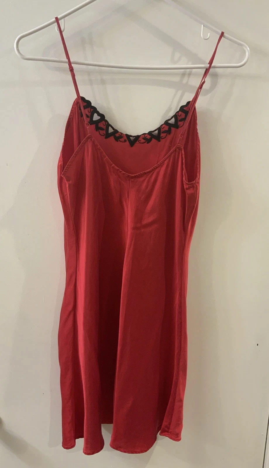 UNDERCOVER Abito Victoria’s Secret in seta chemise slip M spacco davanti rosso nero taglio cuori