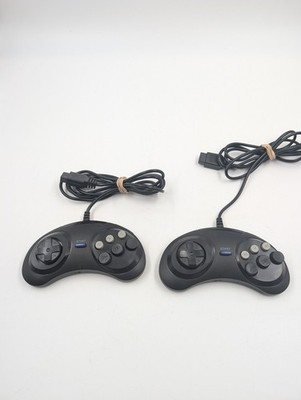 Lot Of 2 6 Button Retro Gamepad Console Controller Black for Sega Genesis