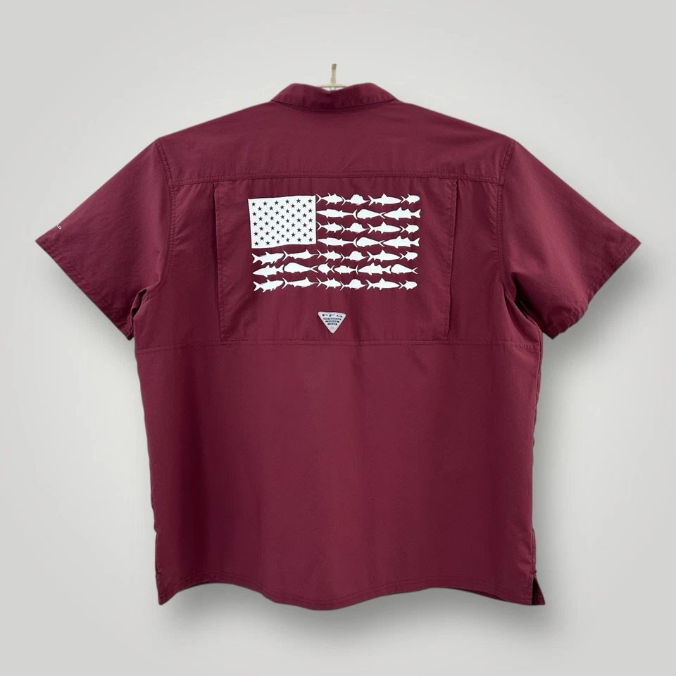 Columbia PFG Fishing Shirt Texas A&M Mens Size 2XL Omni Shield Double Side Print - Image 3 of 4