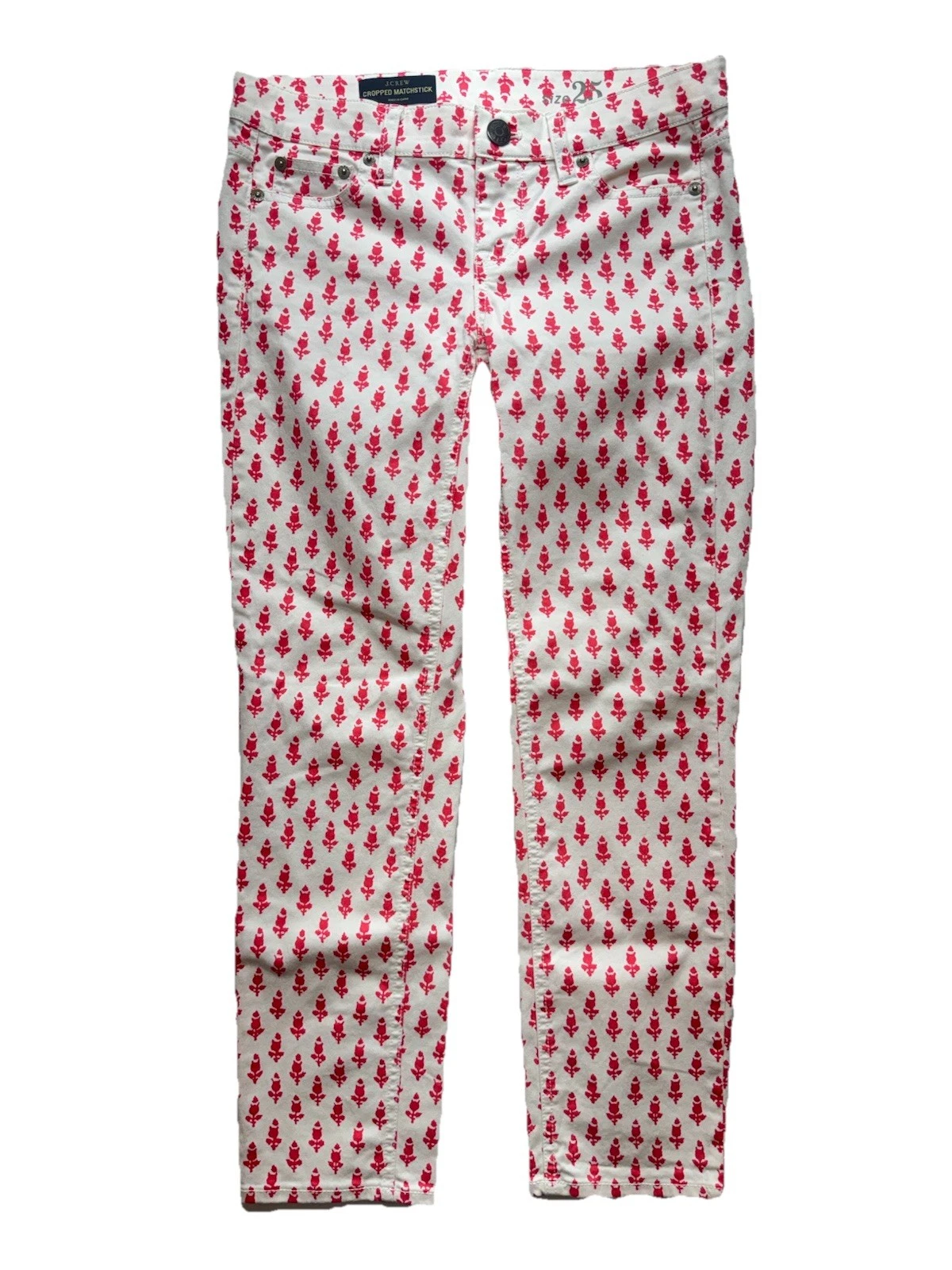 Women’s J Crew Cropped Matchstick Thistle Patterned Casual Capri Pants #584