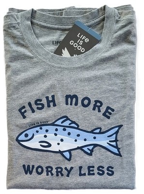 Life Is Good SS Shirt Crusher Tee FISH MORE WORRY LESS Chest56in Mens XXL