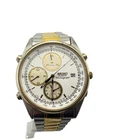 Seiko Men's Vintage Two-Tone White Dial Quartz Chronograph Watch 7T32-7A49 RUNS
