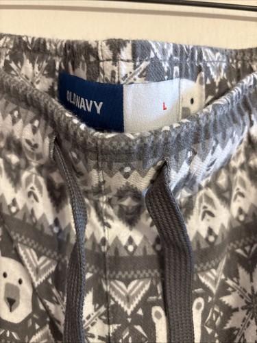 Old Navy Mens’ Pajama Pants Polar Bears Gray Tapered Jogger Style - Picture 3 of 5