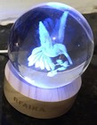Crystal Ball 3D Engraved Hummingbird W/wooden Base Glass Sphere Nightlight — photo 3