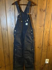 Carhartt R37 Black Loose Fit Firm Duck Bib Overalls - 32x36