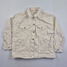 ONLY Denim Jacket Small Cream Denim Mens Short Cotton Blend