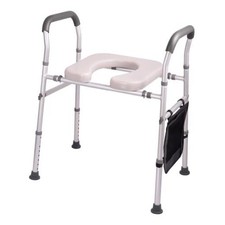 Padded Raised Toilet Seat with Handles, Adjustable Height, Padded Waterproof