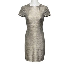 Alice + Olivia Metallic Sheath Dress 6 Gold Silver Cocktail Party