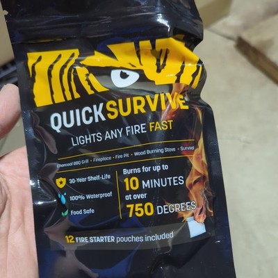24 QuickSurvive Fire Starter 12 Packs 100% Waterproof