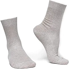 Men's Thin Breathable Organic Linen Socks, 3-Pack, Beige, US 10-12Ask C