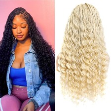 PiB 24 Single Full Lace Micro Boho Deep Wave Box Braid Wig 613 Platinum Blonde