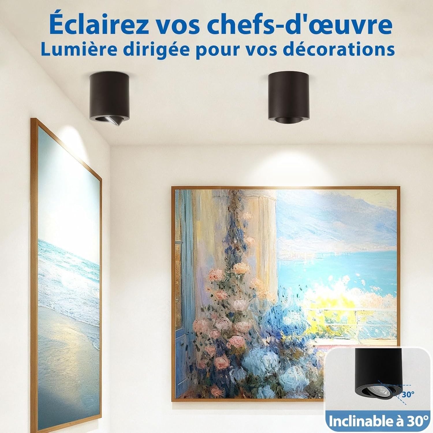 Lot de 6 Spots en Saillie Noirs Plafond GU10 6.5W avec Blanc Variable