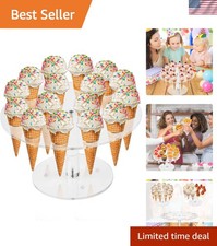 Ice Cream Cone Holder, Clear 16 Holes Food Stand,Acrylic Waffle Cone Display ...