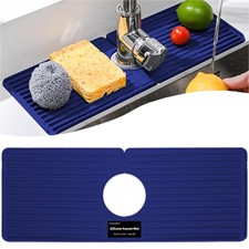 Faucet Mat for Kitchen Sink, Silicone Faucet Handle Drip Catcher Tray, Drying