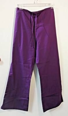 CHEROKEE WORKWEAR Women's Large Eggplant Purple Drawstring Scrub Pants 4101 NWOT