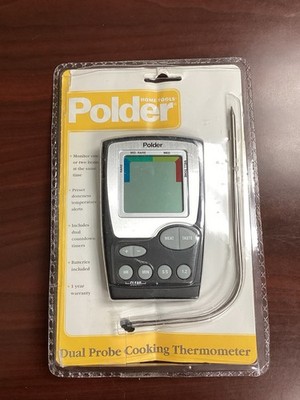 Polder Dual Probe Digital Meat Thermometer Timer BBQ Kitchen NEW