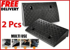2pcs Heavy Duty 9cm Rise Rubber Threshold Curb Ramp Warehouse/Wheelchair/Cars UK