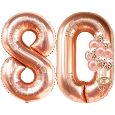 KatchOn, Giant Rose Gold 80 Balloon Numbers - 40 Inch | Rose Gold 80th Birthd...