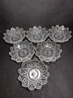 (6) Mid Century FEDERAL GLASS Clear PETAL FLOWER Fruit Berry Dessert Bowls 5.5"D
