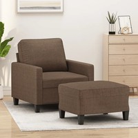Sessel Mit Hocker Stoff Braun 60 Cm Sitzbreite