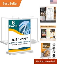 Double-Sided Acrylic Sign Holder 8.5x11, 6 Pack - Clear T-Shape Displays