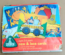 ELC VINTAGE SEW AND LACE CARDS 2-6 YEARS 8 ASSORTED CARDS & 6 LACES