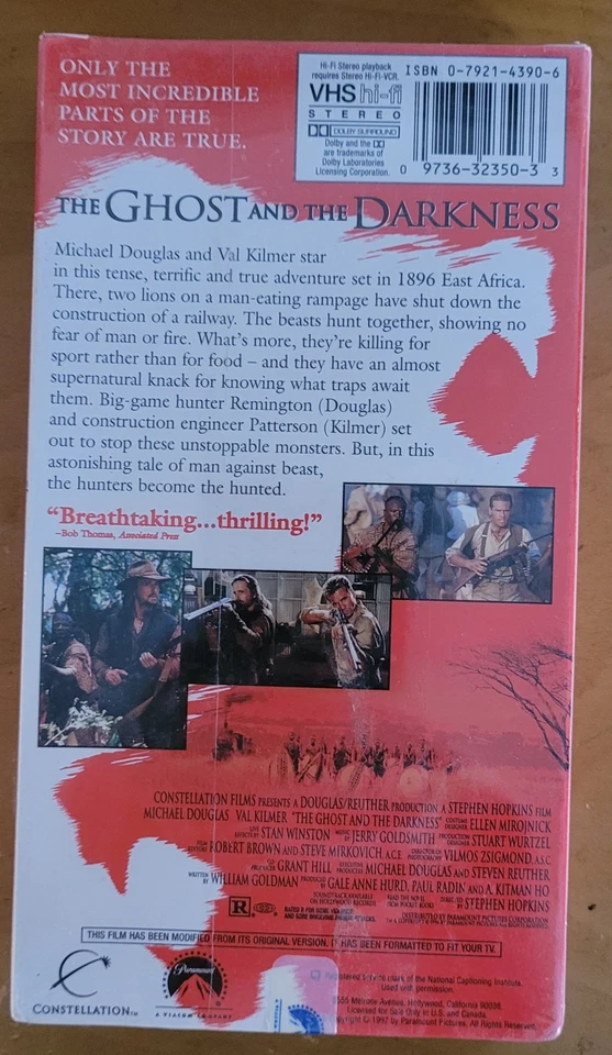 1997 Paramount VHS: The Ghost and the Darkness (Michael Douglas, Val Kilmer) - Image 2 of 4
