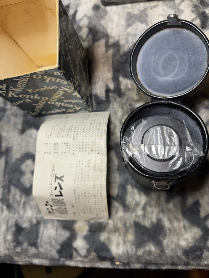 Lente de conversión ojo de pez Kenko 180° con estuche y caja de colección Japón Nuevo de Lote Antiguo Foto 4 de 4