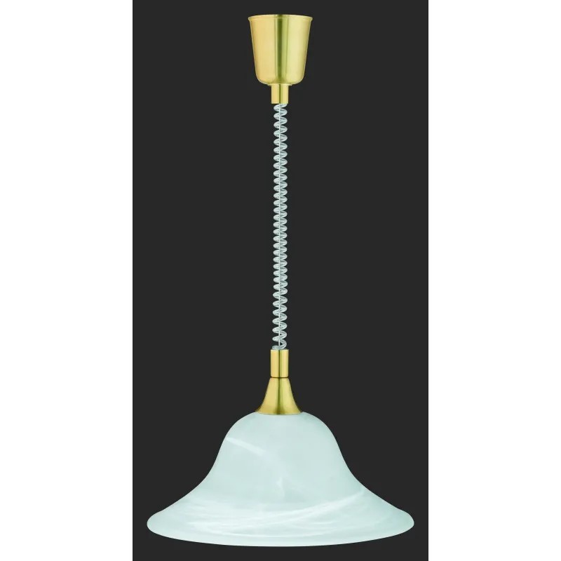 Lampadario saliscendi oro a sospensione in vetro bianco a 1 luce tr752/1