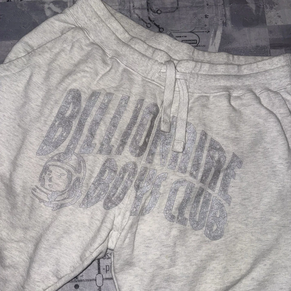 Shorts moletom Billionaire Boys Club BBC cordão cinza logotipo gráfico tamanho médio - Imagem 2 de 4