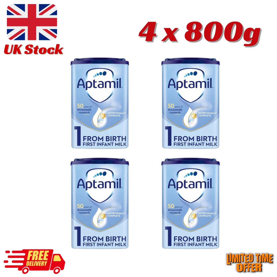 Aptamil Advanced 1 First Infant Baby Milk Powder Formula, from 800g  (Pack of 4) - Image 2 of 4