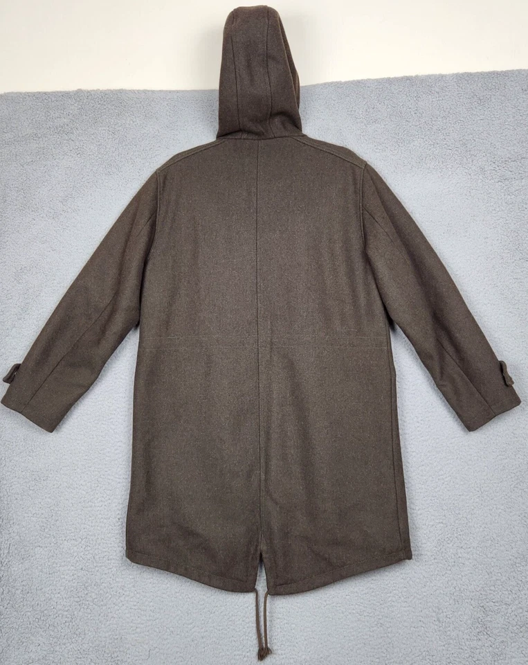 Abrigo TOPMAN Para Hombre Pequeño Verde Parka Cremallera Completa Con Capucha Botón a Presión Bolsillos Lana Foto 2 de 4