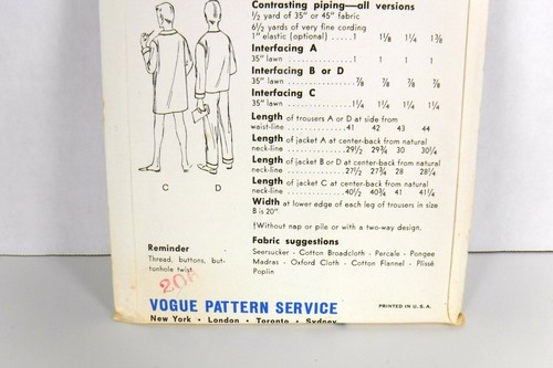 Pijama de hombre Vogue 5709 patrón años 60 talla B 38 - 40 MCM sin cortar - Imagen 7 de 8