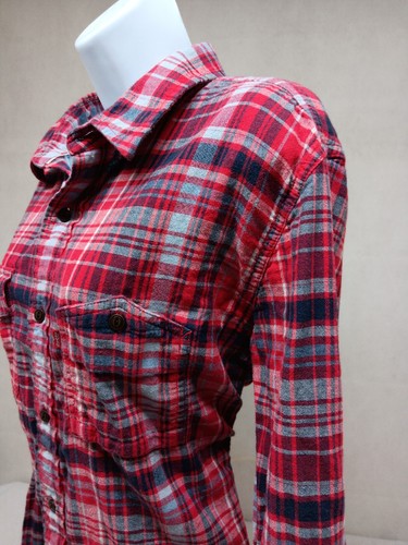 Levi's Womens Flannel Shirt Size XL Plaid Red 100% Cotton Long Sleeve Outdoor - Picture 3 of 14