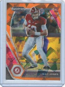 Mac Jones 2021 Panini Prizm Draft Picks Collegiate #104 Orange Ice Alabama