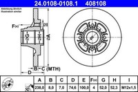2X ATE 24.0108-0108.1 Bremsscheibe FüR Renault