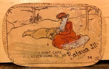 1906 BATAVIA IL    greeetings   LEATHER   sleeve pocket    postcard