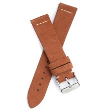 18mm 20mm 22mm Quick Release Suede Leather Watch Band Strap - Brown