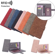 Man Women RFID Blocking Passport Case Multifunctional Passport Case Leather Bag