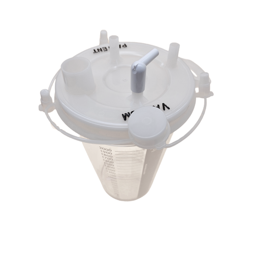 (24 Case) MediChoice 2000cc Disposable Suction Canisters with Lid and 2 Elbows - Picture 2 of 7