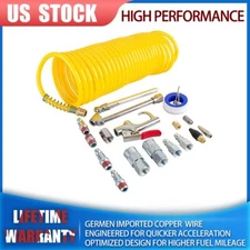 20pcs Air Compressor Accessory Kit 25Ft Recoil Hose Gun Nozzles Set 1/4" NPT