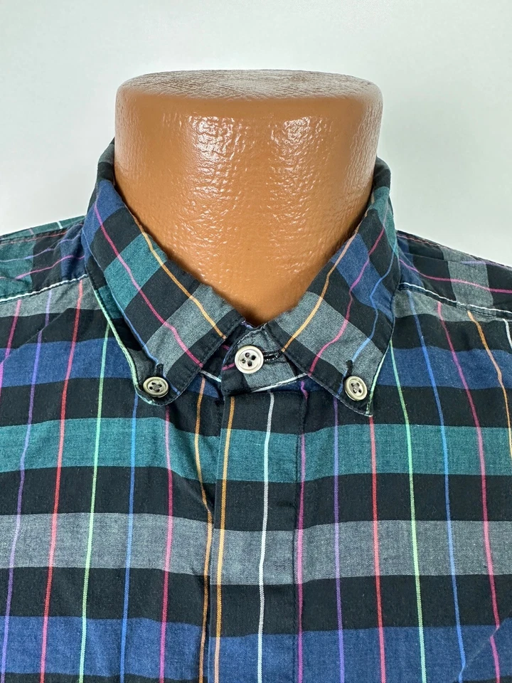 Camisa Henry Grethel De Colección Años 90 Hombres L Negra Colorida Manga Corta Abotonada DEFECTUOSA Foto 4 de 4