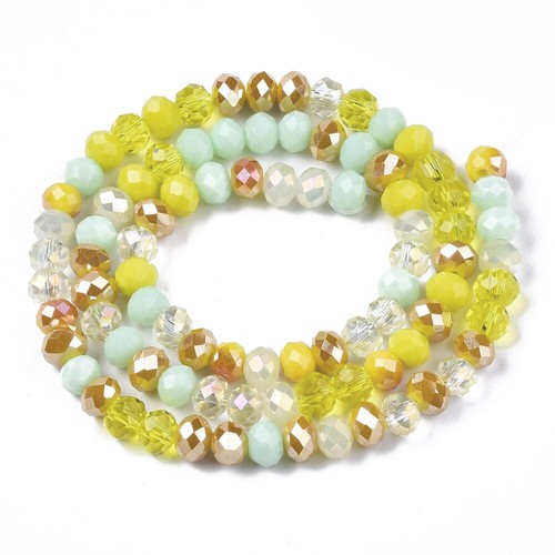 Glass Beads Rondelles Faceted Mixed Colours Per Strand 6mm x 5mm Approx 90 Beads - Picture 3 of 66