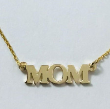 "MOM" Mother's Day Necklace 14k Solid Yellow Gold