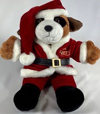 Dan Dee Collectors Choice Santa Dog 15" Brown Plush White Red Suit Christmas EUC